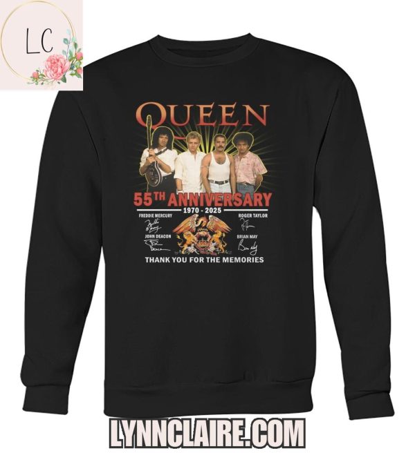 Limited Edition Queen 55th Anniversary 1970-2025 Thank You For The Memories 2D T-Shirt