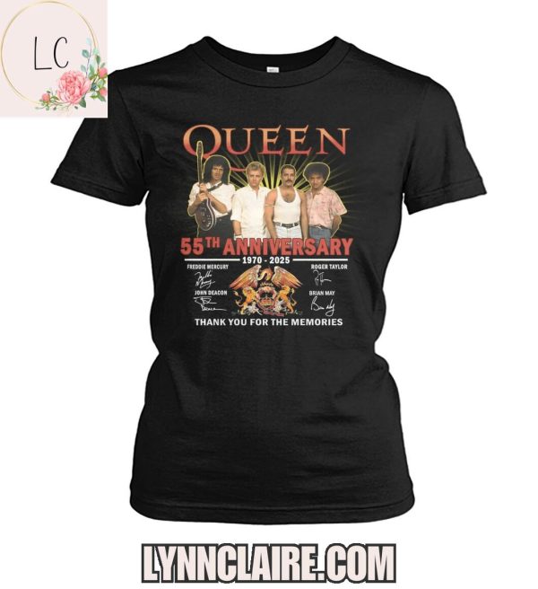 Limited Edition Queen 55th Anniversary 1970-2025 Thank You For The Memories 2D T-Shirt