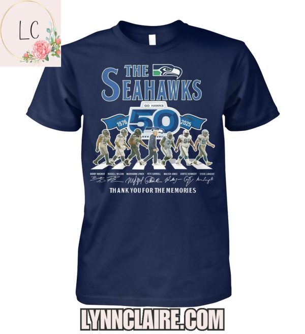Limited Edition Seattle Seahawks 50th 1976-2026 Thank You For The Memories 2D T-Shirt
