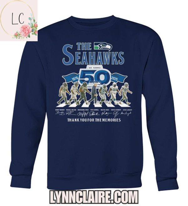 Limited Edition Seattle Seahawks 50th 1976-2026 Thank You For The Memories 2D T-Shirt