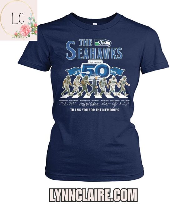 Limited Edition Seattle Seahawks 50th 1976-2026 Thank You For The Memories 2D T-Shirt