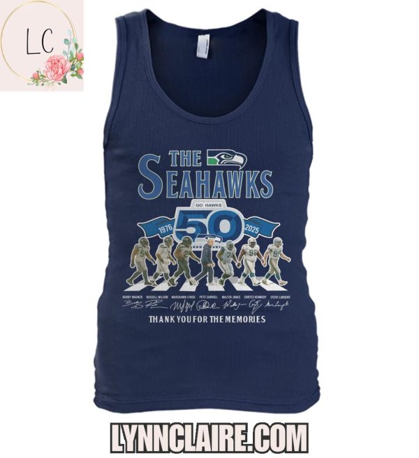 Limited Edition Seattle Seahawks 50th 1976-2026 Thank You For The Memories 2D T-Shirt