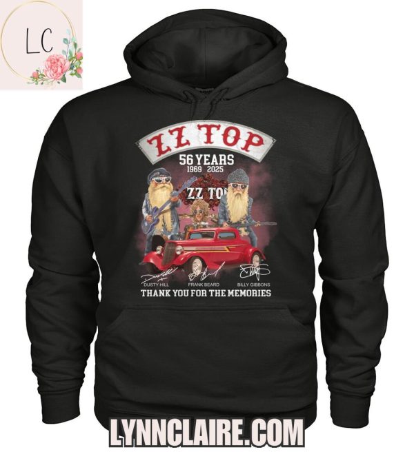 Limited Edition ZZ Top 56 Years 1969-2025 Thank You For The Memories 2D T-Shirt