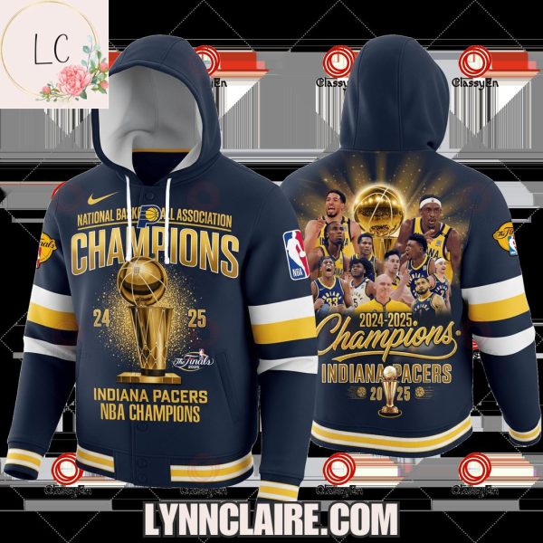 National Basketball Association Champions 2025 Indiana Pacers Hooded Varsity-Style Jacket
