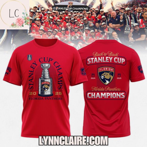 Special Edition 2024-2025 Florida Panthers Stanley Cup Champs Back To Back 3D T-Shirt