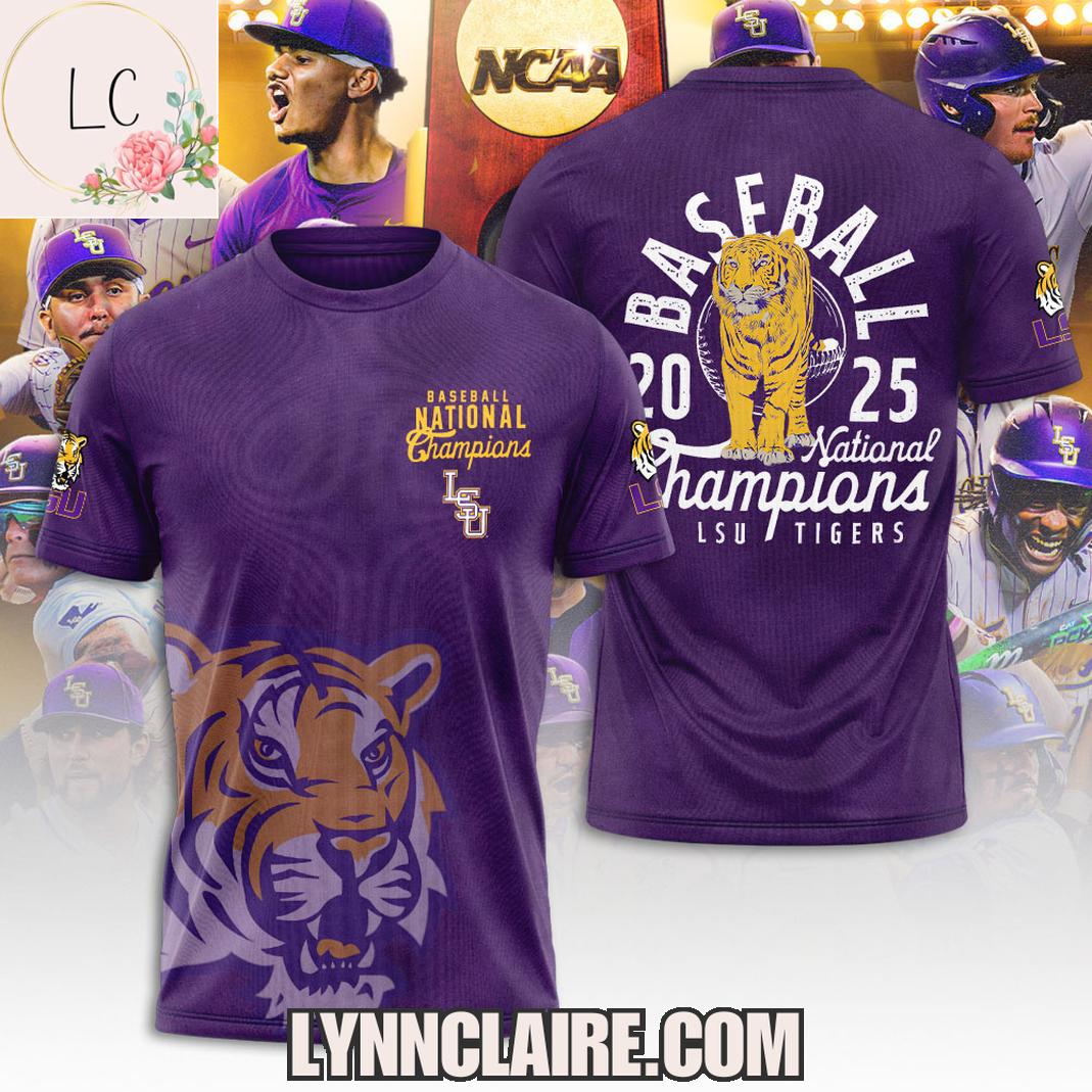 Special Edition 2025 Baseball National Champions LSU Tigers 3D T-Shirt Special Edition 2025 Baseball National Champions LSU Tigers 3D T-Shirt