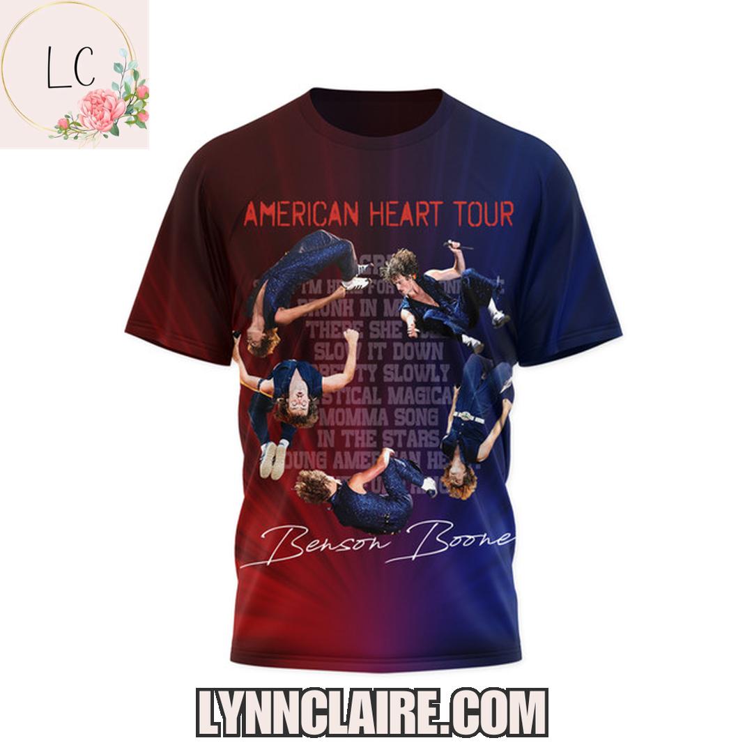 Special Edition Benson Boone 2025 American Heart Tour 3D T-Shirt Special Edition Benson Boone 2025 American Heart Tour 3D T-Shirt