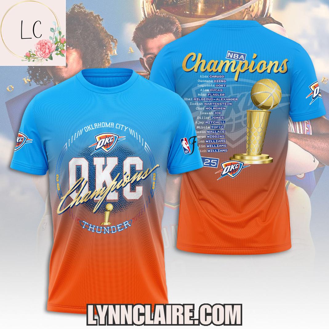 Special Edition Blue And Orange OKC Champions 2025 3D T-Shirt Special Edition Blue And Orange OKC Champions 2025 3D T-Shirt