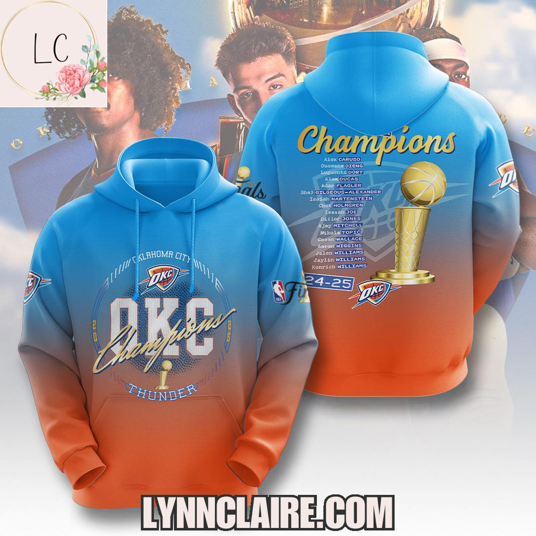 Special Edition Blue And Orange OKC Champions 2025 3D T-Shirt Special Edition Blue And Orange OKC Champions 2025 3D T-Shirt