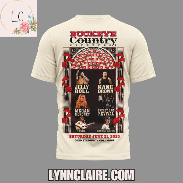 Special Edition Buckeye Country Superfest 2025 Jelly Roll x Kane Brown 3D T-Shirt