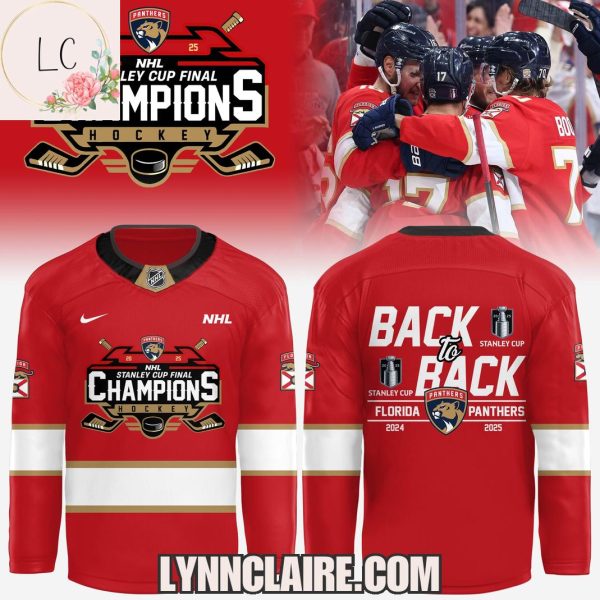 Special Edition Florida Panthers 2025 NHL Stanley Cup Champions Back To Back Hockey Jersey