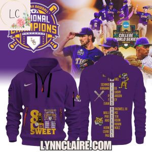 Special Edition LSU Tigers 8 Is Sweet 2025 NCAA Baseball National Champions Quarter Zip Hoodie