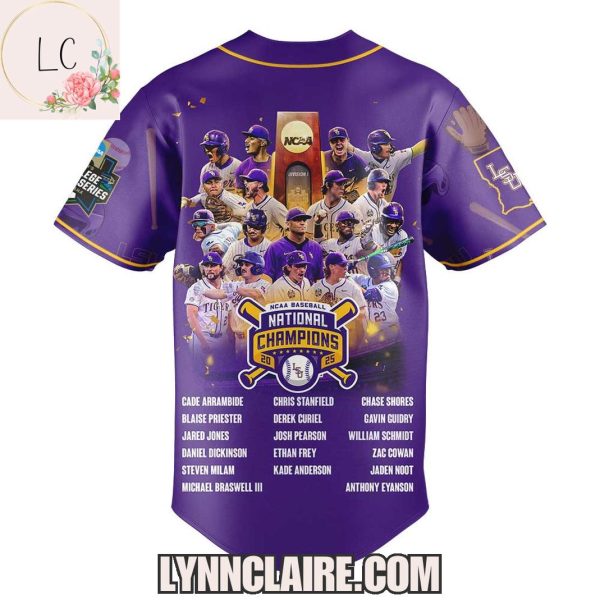 Special Edition NCAA Baseball National Champions 2025 LSU Tigers Baseball Jersey