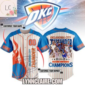 Special Edition Oklahoma City Thunder 2025 Finals Eastern Conference Champions Custom Name Baseball Jersey