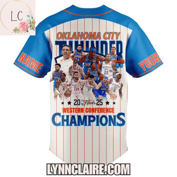 Special Edition Oklahoma City Thunder 2025 Finals Eastern Conference Champions Custom Name Baseball Jersey