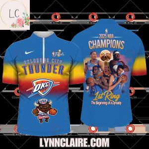 Special Edition Oklahoma City Thunder 2025 NBA Champions 1st Ring The Beginning Of A Dynasty Short Sleeves Quarter Zip Jersey