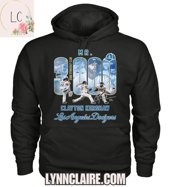 Limited Edition 3000 Strike Out Club Mr.Clayton Kershaw x Los Angeles Dodgers 2D T-Shirt