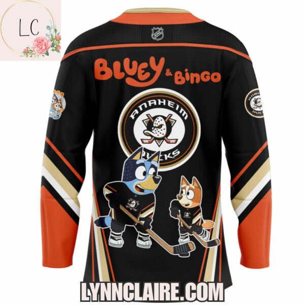 Limited Edition Anaheim Ducks Bluey & Bingo 2025 Hockey Jersey
