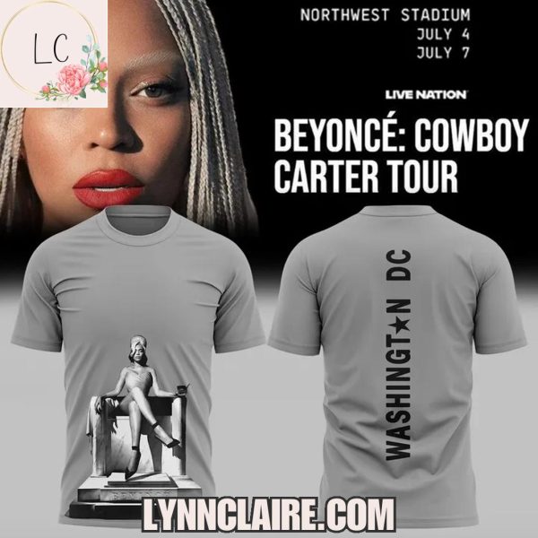 Limited Edition Beyonce Cowboy Carter Washington DC 3D T-Shirt – Grey