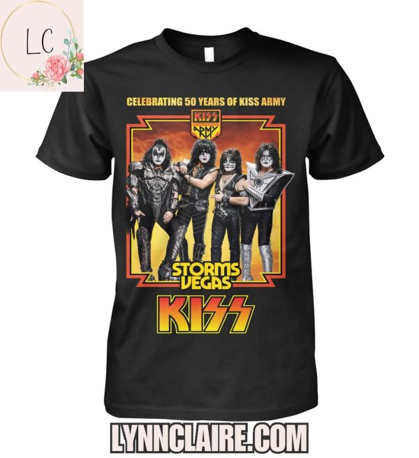 Limited Edition Celebrating 50 Years Of Kiss Army “Storms Vegas Kiss” 2D T-Shirt