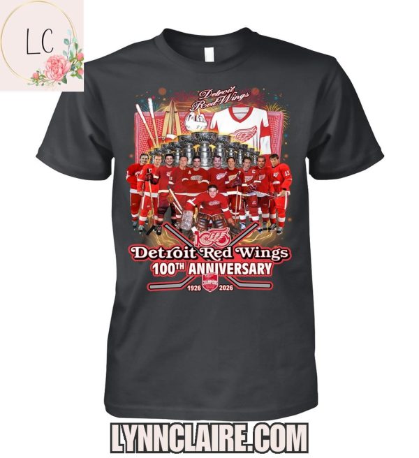 Limited Edition Detroit Red Wings 100th Anniversary 1926-2026 2D T-Shirt