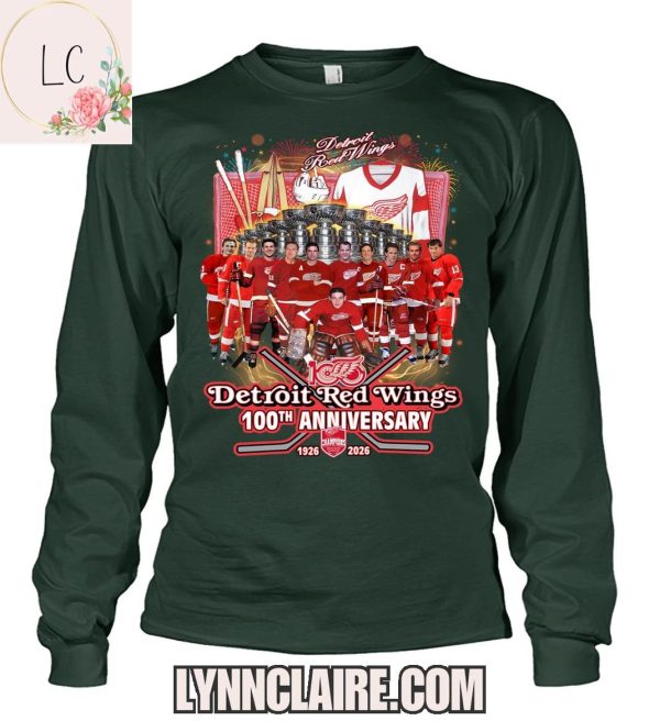 Limited Edition Detroit Red Wings 100th Anniversary 1926-2026 2D T-Shirt