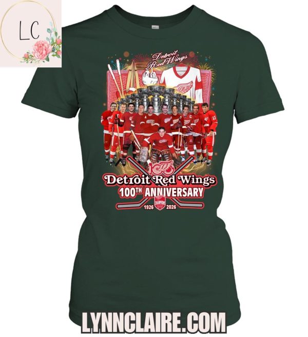 Limited Edition Detroit Red Wings 100th Anniversary 1926-2026 2D T-Shirt