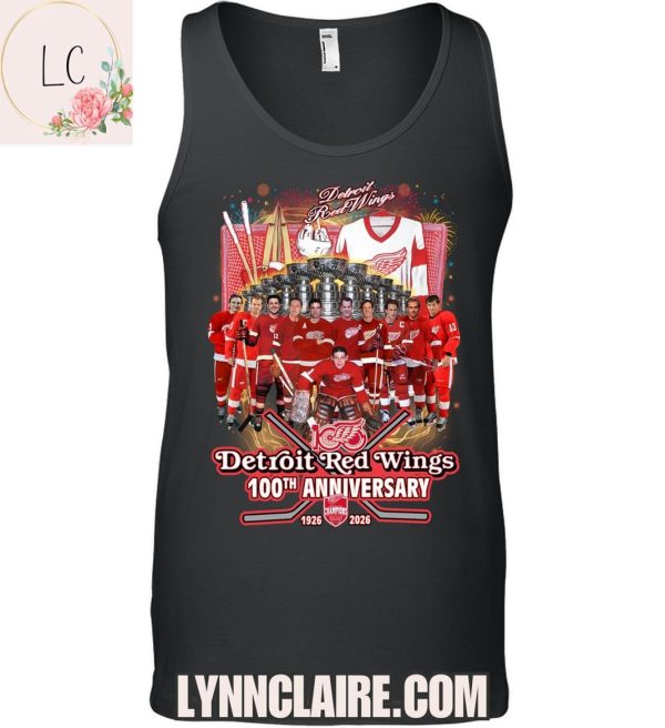 Limited Edition Detroit Red Wings 100th Anniversary 1926-2026 2D T-Shirt