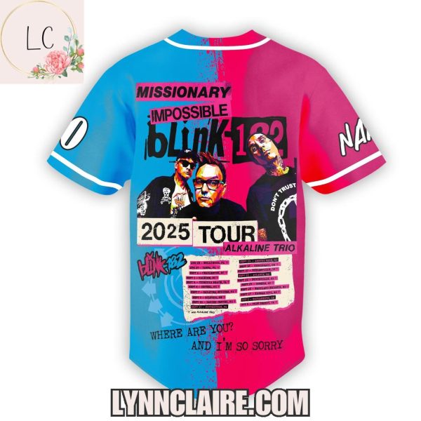 Limited Edition Missionary Impossible Blink-182 2025 Tour Baseball Jersey Custom Name