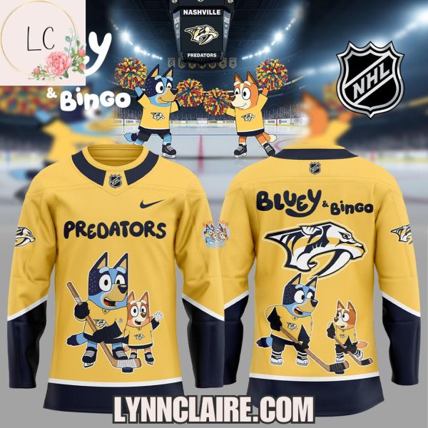 Limited Edition Nashville Predators Bluey & Bingo 2025 Hockey Jersey
