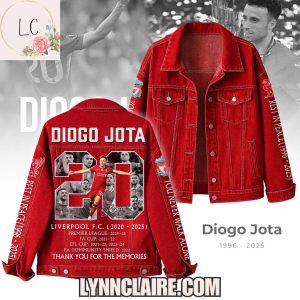 Limited Edition Red Thank You For The Memories Diogo Jota Number 20 x Liverpool F.C 2020-2025 Denim Jacket