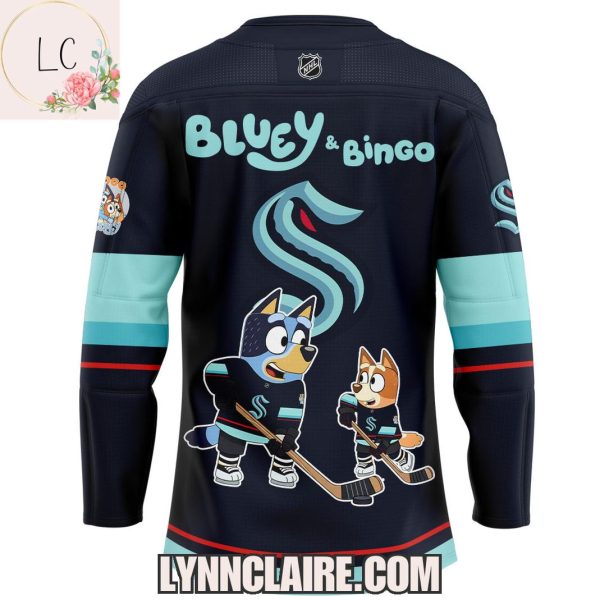 Limited Edition Seattle Kraken Bluey & Bingo 2025 Hockey Jersey