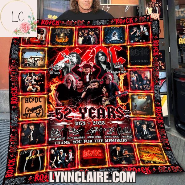 Limited Edition Thank You For The Memories AC/DC 52 Years 1973-2025 Fleece Blanket