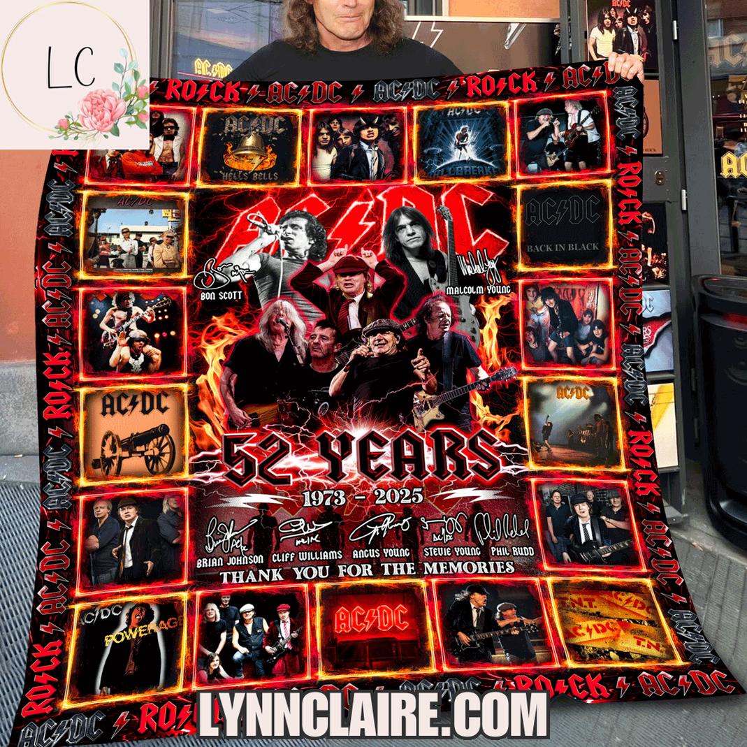 Limited Edition Thank You For The Memories AC/DC 52 Years 1973-2025 Fleece Blanket Limited Edition Thank You For The Memories AC/DC 52 Years 1973-2025 Fleece Blanket