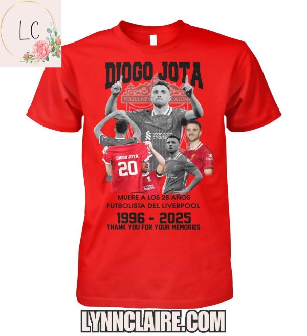 Limited Edition Thank You For The Memories Liverpool F.C x Diogo Jota 1996-2025 2D T-Shirt