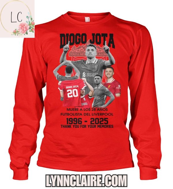 Limited Edition Thank You For The Memories Liverpool F.C x Diogo Jota 1996-2025 2D T-Shirt