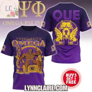 Limited Edition Throne Omega Psi Phi Dog EST 1911 3D T-Shirt