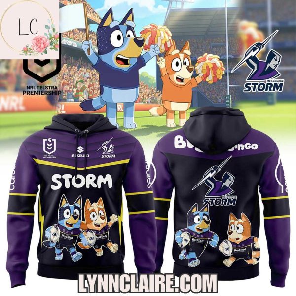 Special Edition Melbourne Storm 2025 Bluey And Bingo Hoodie