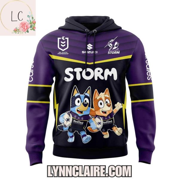 Special Edition Melbourne Storm 2025 Bluey And Bingo Hoodie