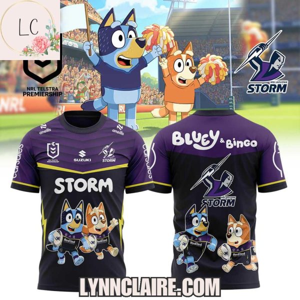 Special Edition Melbourne Storm 2025 Bluey And Bingo Hoodie