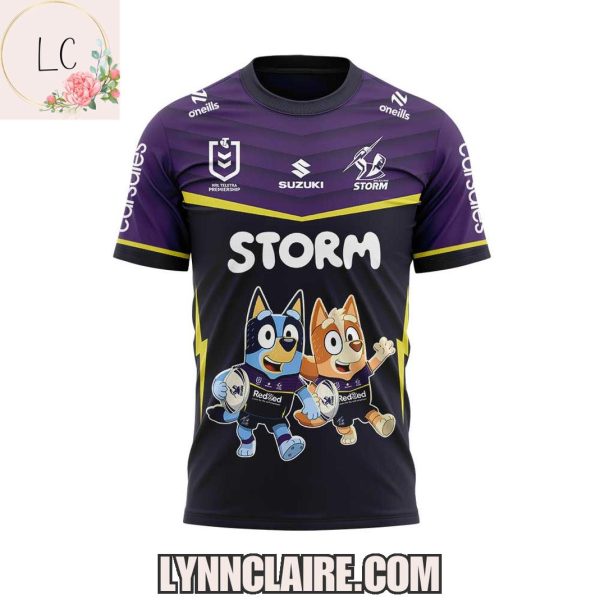 Special Edition Melbourne Storm 2025 Bluey And Bingo Hoodie