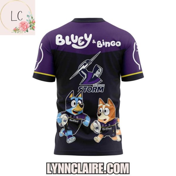 Special Edition Melbourne Storm 2025 Bluey And Bingo Hoodie